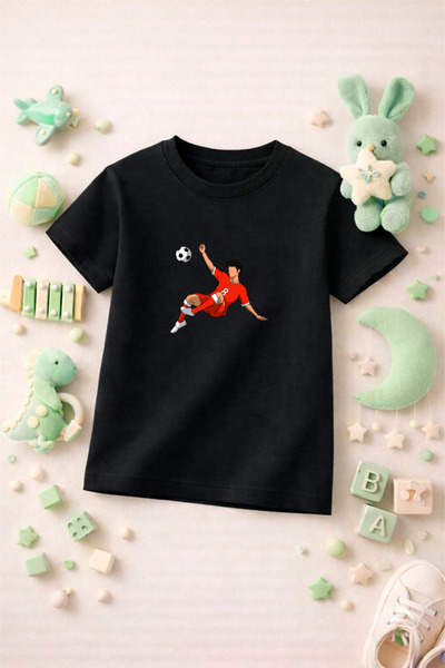 SPORTİVEA Futbol Temalı Baskılı Kız Erkek Çocuk Tshirt Tişört Tee Rahat Yumuş...