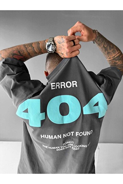 elkumoda 404 Text Printed Oversize T-Shirt - 100% Cotton Streetwear T-Shirt w...