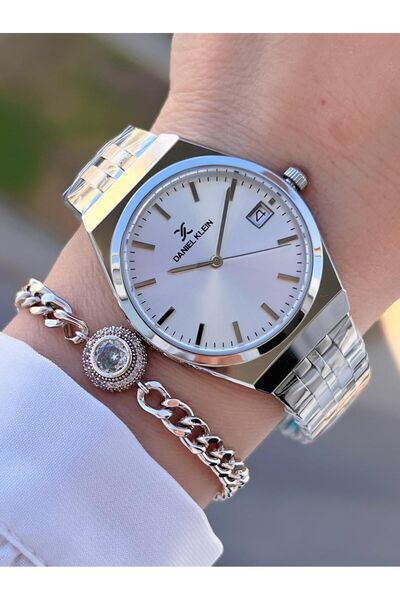 Daniel Klein Pure Silver Takvimli Gümüş Çelik Kordonlu Kadın Kol Saati