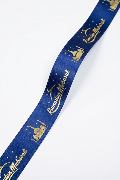 OLİ Art شريط رمضان مبارك ذهبي مطبوع أزرق داكن بطول 5 أمتار - شريط زينة رمضان ...