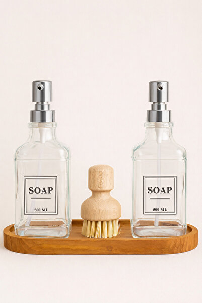 Mirilliahome Glass Soap Dispenser Set with Bamboo Base, 3 Pieces, 2 X 500 ml ...