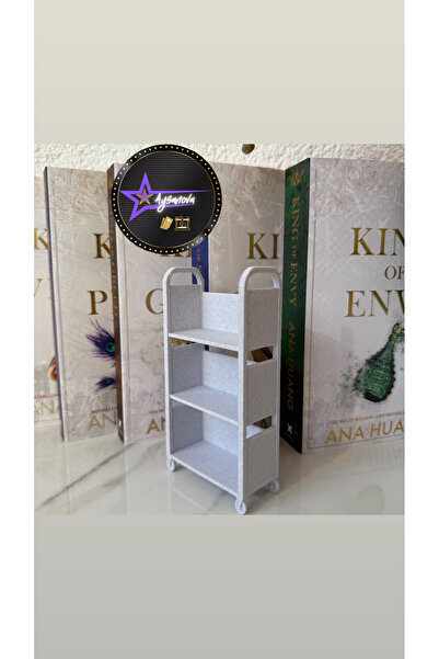 aysanova Marble Patterned Mini Library Trolley, for Book Lovers