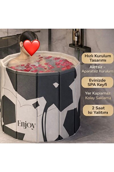 ELFKUT Katlanabilir Yetişkin Küveti | Portatif Banyo Havuzu 70 cmx65 cm| Sıca...