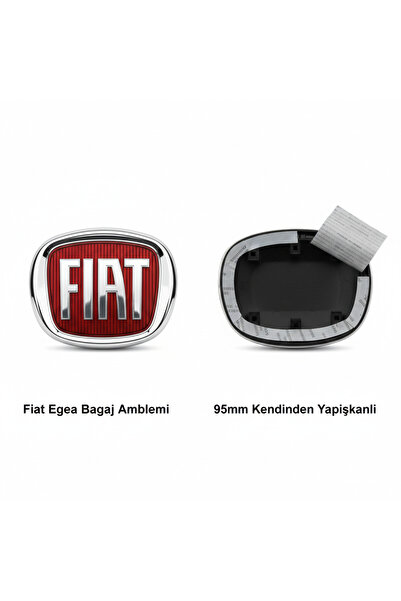 NO BRAND Fiat Egea Bagaj Amblemi Logosu Kırmızı 95 mm - Yapıştırmalı Model