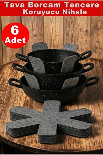 MİMOZA PARK 6 Pieces of Pan and Pot Protector Anti-Scratch Felt Trivet 30X30 cm