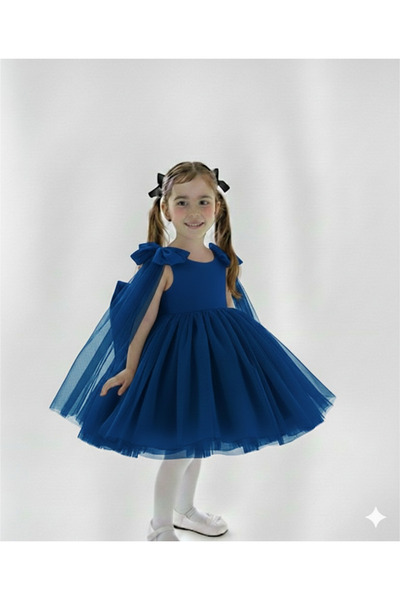 shop Girl's Saks Blue Tutu Princess Dress with Shoulder Bow