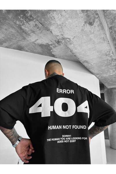 elkumoda تي شيرت قصة فضفاضة مطبوع عليه نص 404 - تي شيرت مصنوع من القطن بنسبة ...