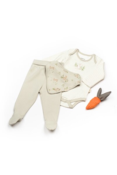 Evelise 3-piece set: bodysuit, pants, bib, Rabbit Baby, Cozy, 100% cotton (Si...