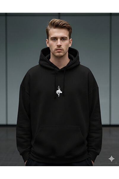 dwnwear هوديي سويت شيرت بسحاب نصفي أسود اللون للبالغين من مطبوع عامًا فما فوق...