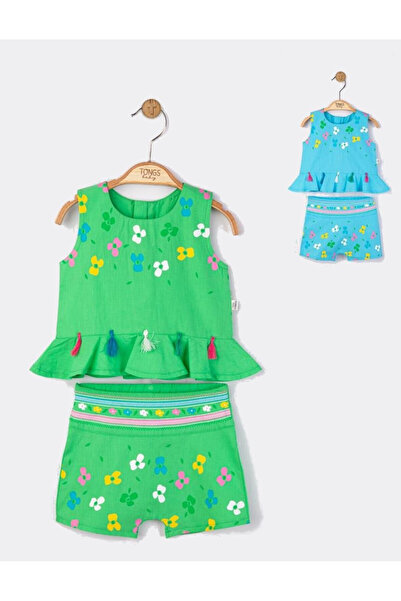 Evelise Set elegant bluzita de vara cu pantalonasi pentru fetite Ciucurasi, T...