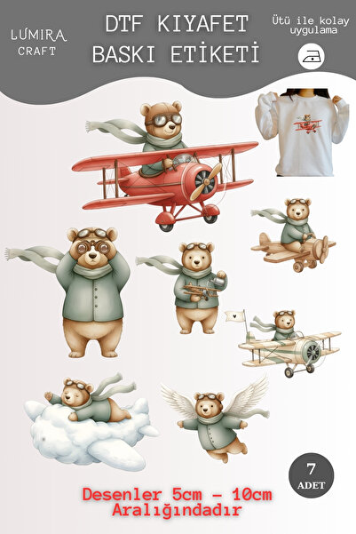 Burak Baskı Tasarım Teddy Bear, Ayıcık-1 , Kumaşa Baskı Yapılabilen Ütü ile Y...