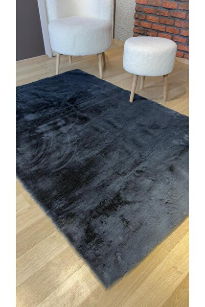 LILYUM LUX PELUŞ ANTRASİT HALI, KAYMAZ, MAKİNEDE YIKANABİLİR
