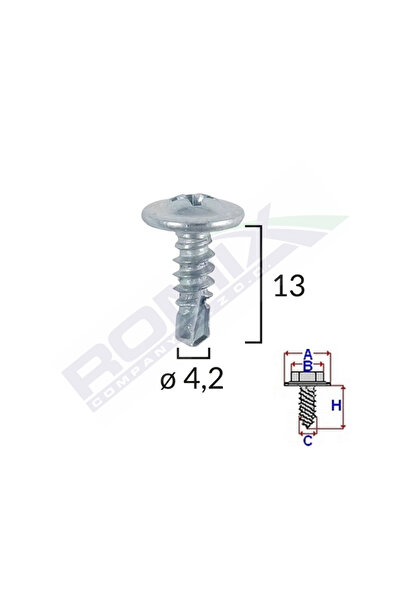 ROMİX Surub Autoforant Din Zinc 4.2X13 Set 100 Buc