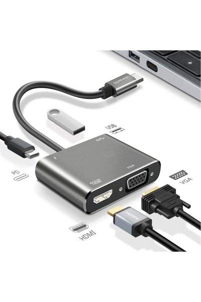 ForWhat Büro Ev Ofis Cihazları için 4K Hdmi Vga Usb TypeC to Hub Çoklayıcı Dönüştürücü
