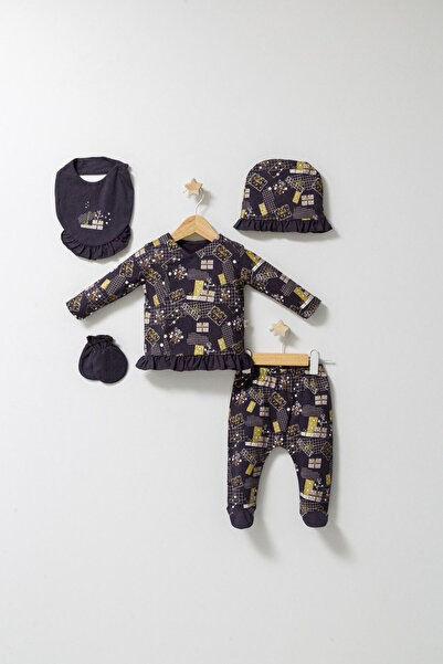 Evelise Σετ 5 τεμαχίων για νεογέννητο Fun Penguin, Λαβίδα μωρού (Χρώμα: Γκρι)