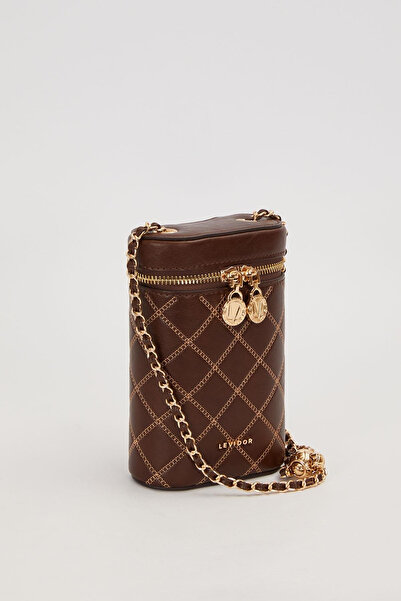 Levidor Τσάντα ώμου καπιτονέ σε σχήμα κυλίνδρου-Καμηλό