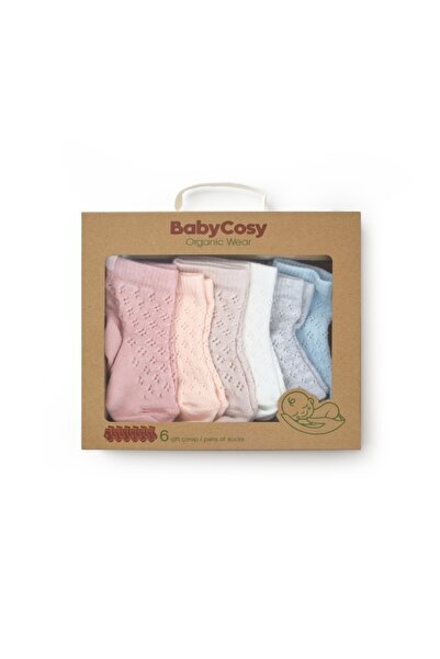 Evelise Σετ 6 ζεύγη καλτσών για νεογέννητα BabyCosy (Μέγεθος: 6-12 μηνών)