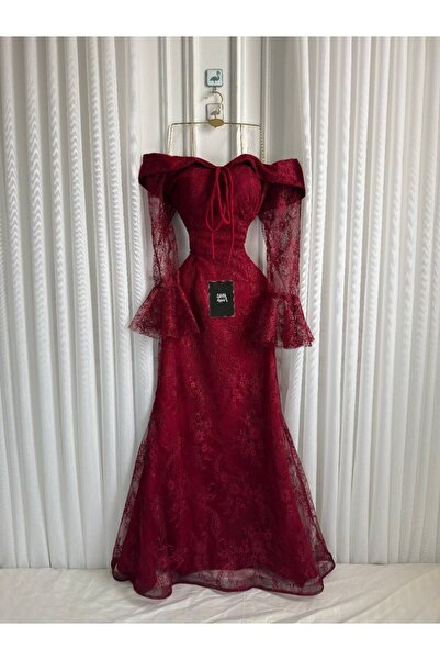 Rahibhdresses Soft lace evening dress - mermaid cut and bell sleeves