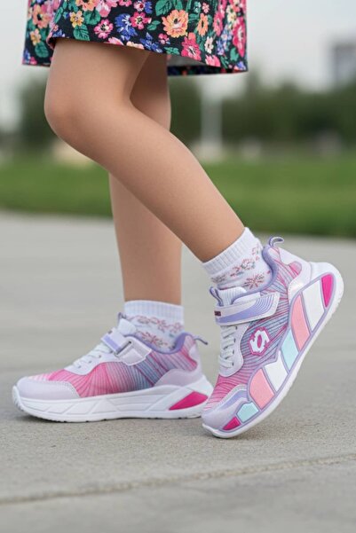 NAVİSHOES Bela lila dječja sportska obuća sa čičkom Patike 02NAV