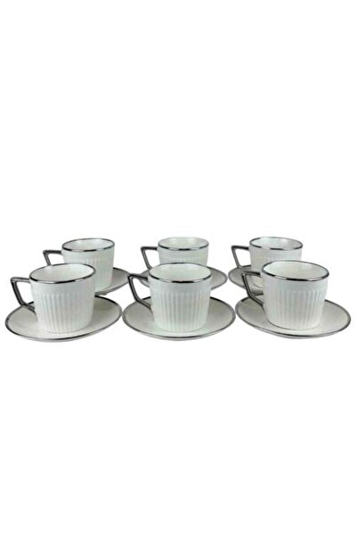 Generic Porcelain Coffee Cup Set 6 Pieces with Saucers