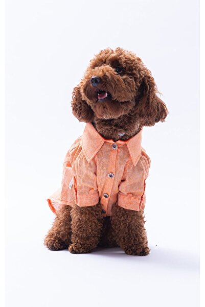 YES LAURA Small Breed Orange Linen Shirt