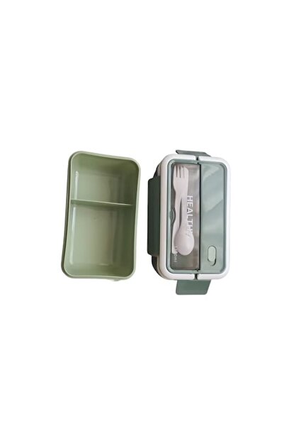 ANGMAD Food casserole, 2 compartments, cutlery included, 1100ml, green