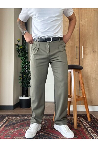 blucombin Baggy Fit Fabric Trousers Pleated