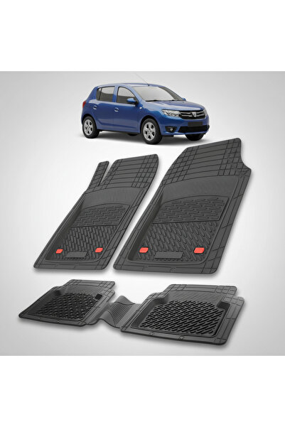 TEAMCAR Πατάκια δαπέδου τύπου δίσκου συμβατά με Dacia Sandero 2012-2016, Μαύρα