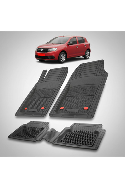 TEAMCAR Πατάκια δαπέδου τύπου δίσκου συμβατά με Dacia Sandero 2016-2020, Μαύρα