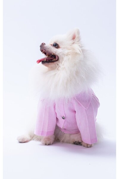 YES LAURA Small breed pink linen shirt