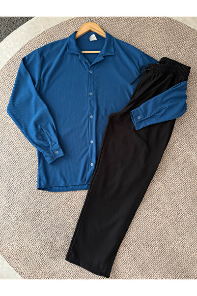 blucombin طقم قميص وبنطلون عثماني قماش مجدّل مكون من قطعتين