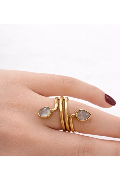 Tasarım خاتم نسائي قابل للتعديل من الحجر الطبيعي - مصنوع يدويًا، من الفولاذ ا...