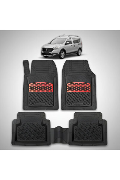 TEAMCAR Covorașe tip tavă compatibile cu Dacia Dokker Stepway, roșii