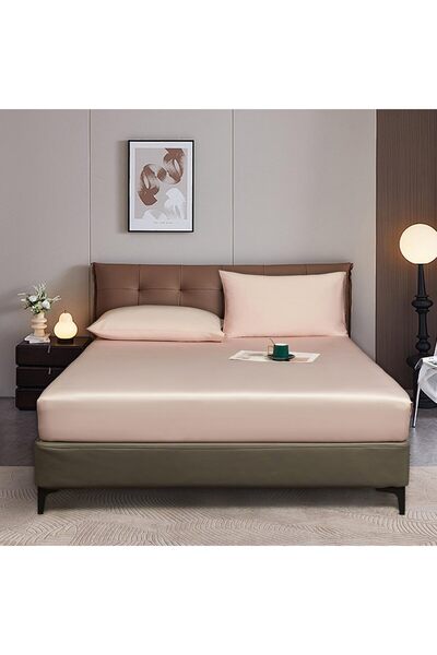 OEM Fitted sheet for high mattress (25-30cm), 140x200cm, light pink made of b...