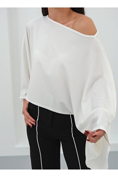 ALLEYTA Bluză supradimensionată pentru femei, cu mâneci largi și detaliu fără...