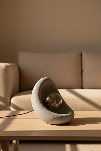 MORENELLEAURA Modern Concrete Textured Lampshade |   Organic Oval Night Lamp ...