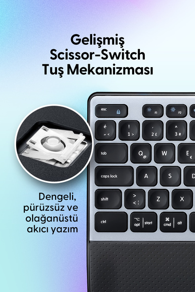 Daxi MK550 Pro Keys Comfort Combo Kablosuz Bluetooth Klavye Mouse Seti, Scissor-Switch Klavye, Türkçe Q