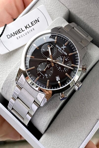 Daniel Klein ساعة يد رجالية بسوار من الفولاذ المقاوم للصدأ مع جميع الوظائف