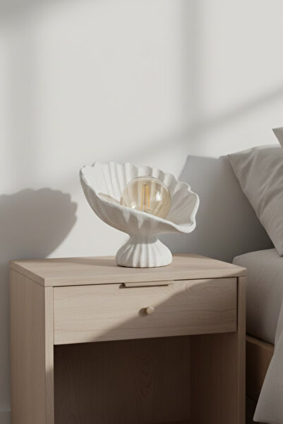 Dropcek eticaret مصباح ليلي حديث بتصميم أباجورة من الخرسانة بنمط المحار |   إ...