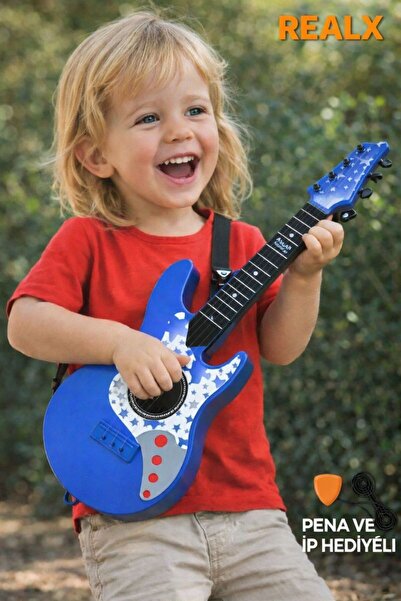 Realx Oyuncak Elektro Rock Gitar Ukulele 23 Nisan 50cm Pena Ve İp