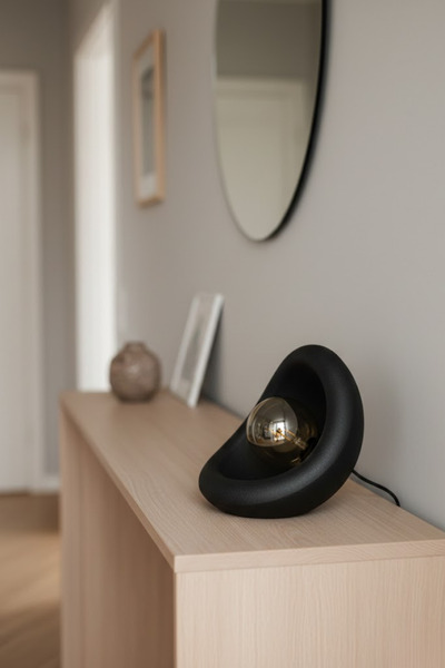 MORENELLEAURA Modern Concrete Textured Lampshade |   Organic Oval Night Lamp ...