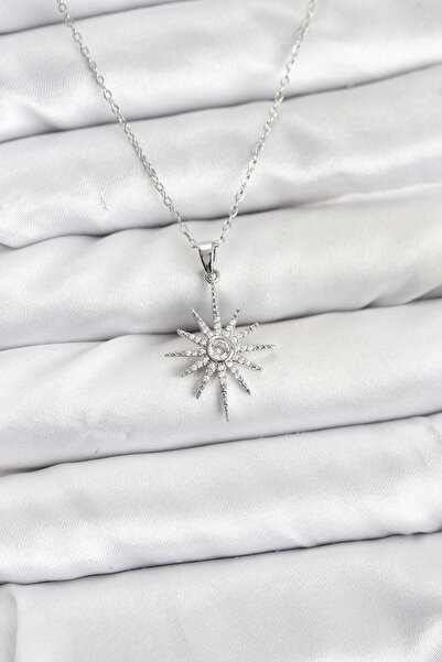 shopwave سلسلة فولاذية 316L فضية اللون على شكل نجمة القطب مرصعة بحجر الزركون ...