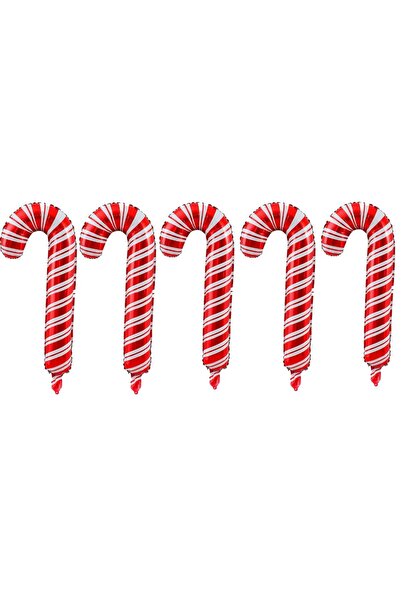 BIUPSER Christmas Lollipop Foil Balloon White with Red, Set of 5 pcs, 84 cm, ...