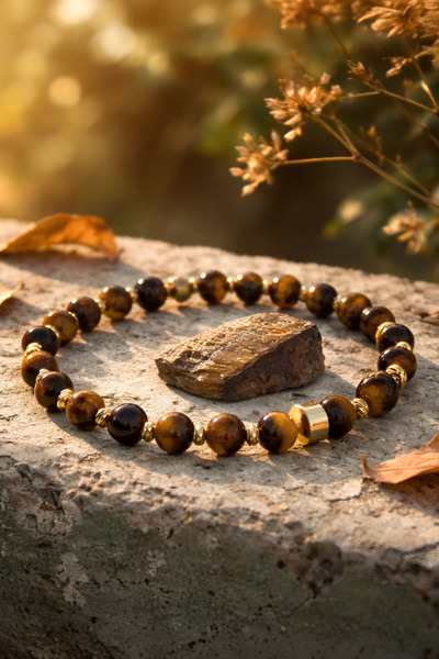 NBS Beautiful Naturel Stones سوار من الحجر الطبيعي بتصميم عين النمر الأنيق من...