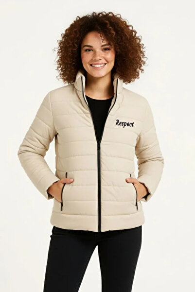 buğrahayalin Micro Water Repellent Quilted B Printed Lined Zippered Bomber Co...