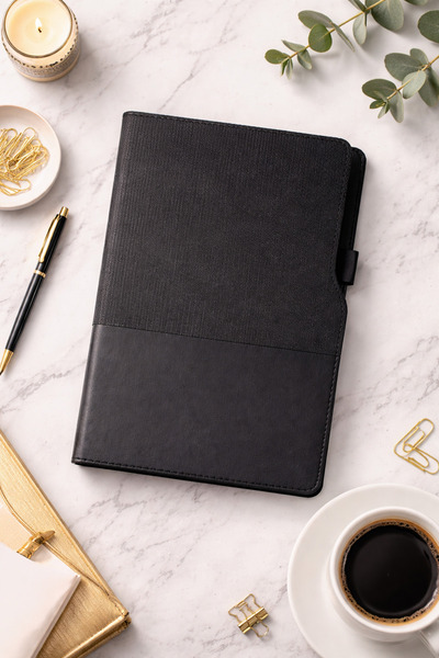 zubi Luxurious Faux Leather Fabric Detailed, Striped Undated Agenda with 100 ...