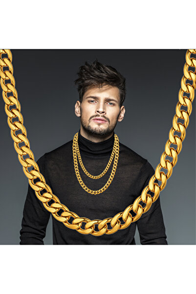 Choice 60cm 7mm Gold Color 3/7/12MM Small Chunky Long Necklace for Women Men ...