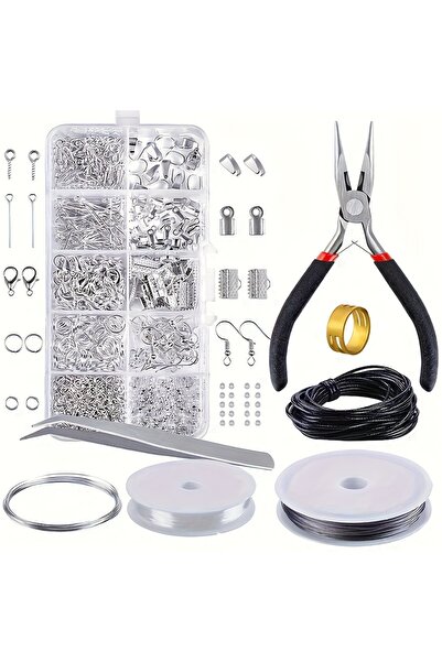 Choice4 KC Silvery H-5-4 900pcs Jewelry，making beginner kit earrings necklace...