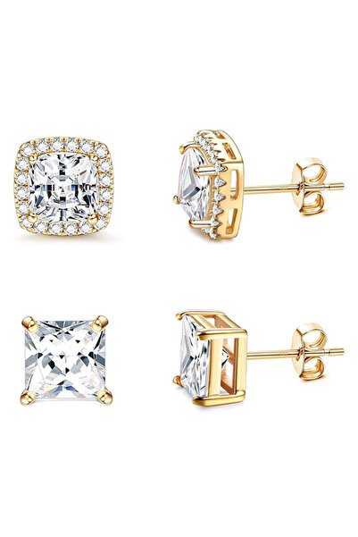 Choice DM56-type8 4 pair Stud Earrings for Women Men 18K Gold Plated Hypoalle...