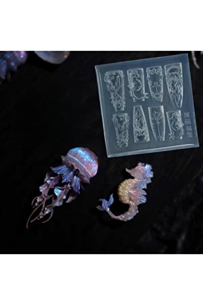 JETTING 1Pcs A1 【ZYAL-1】Sea Shell Starfish Fishtail 3D Silicone Nail Mold Jel...